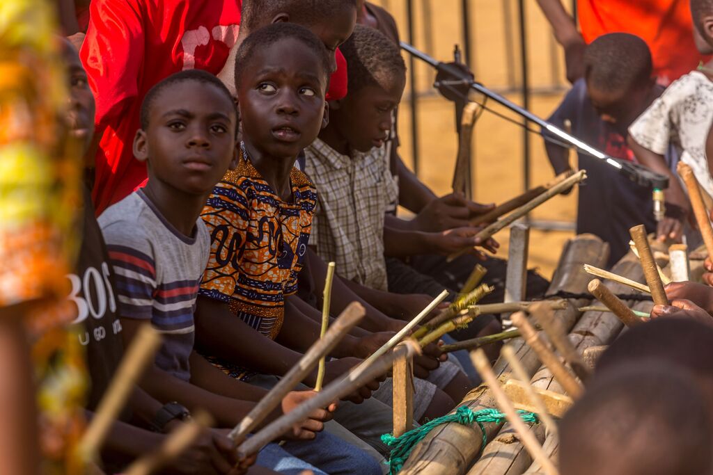 The people of Senegal, kids learning how to drum, music fun